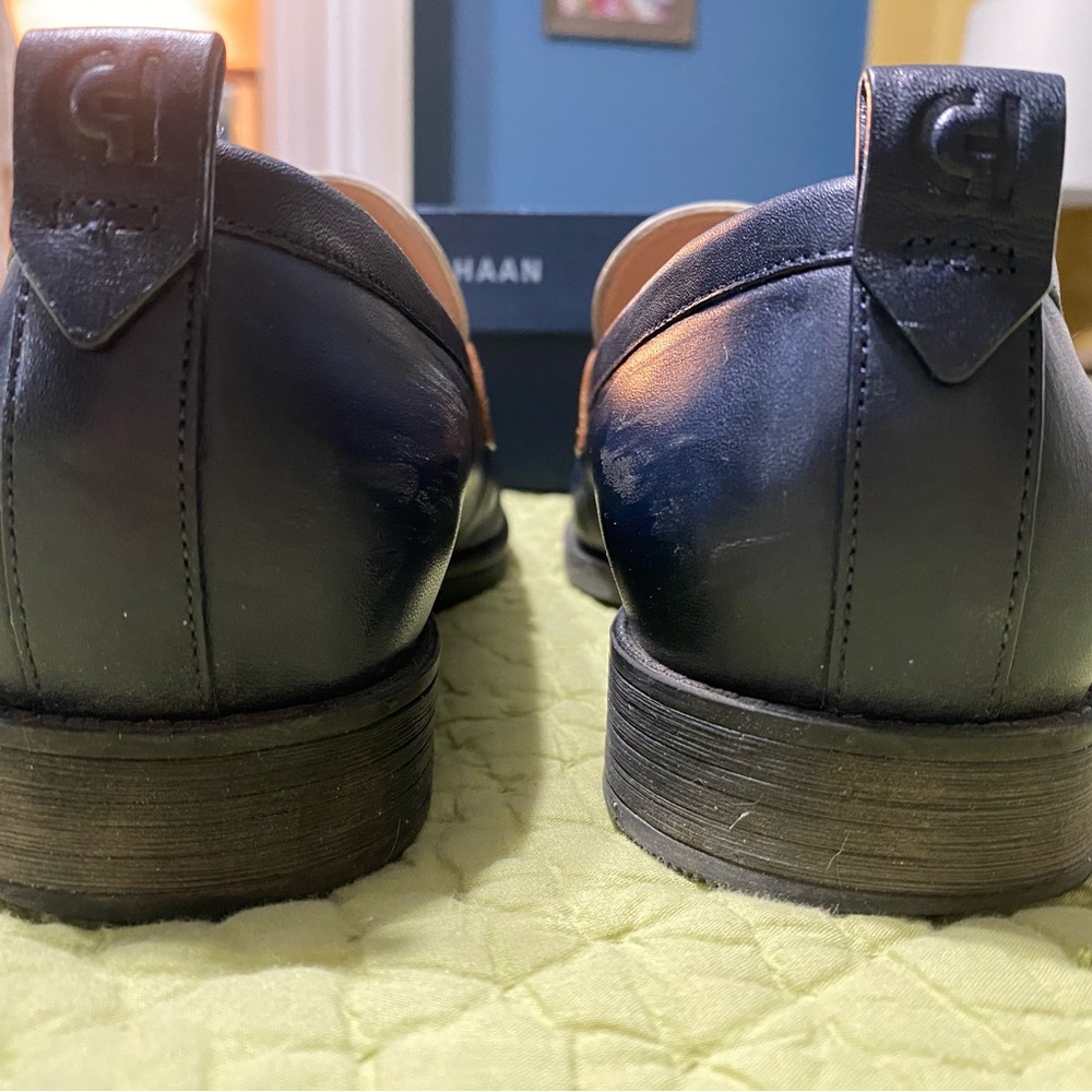Cole Haan Navy and White Loafers with Brown Accent - Picture 3 of 5
